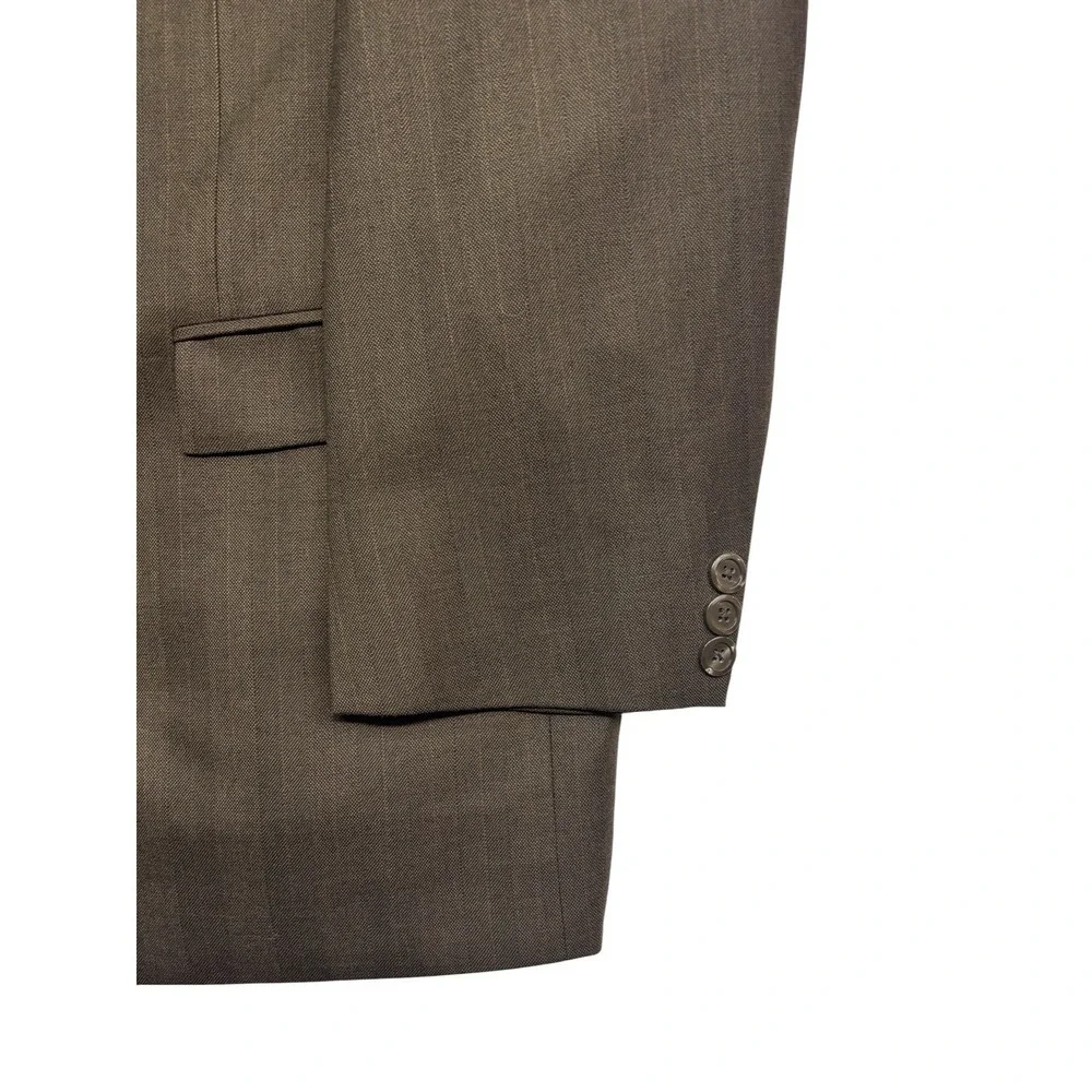 vtg Bespoke 42S Brown Pinstripe Double Breasted Blazer Jacket Sport Suit Coat